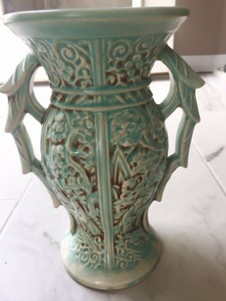 Antique Teal Colored Mccoy Vase