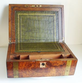 Antique Walnut And Brass Writing Slope Box 35 X 23 X 14.  5 Cm
