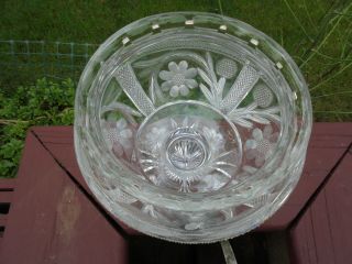 Unusual Antique Vintage Libbey Cut Glass Footed Bowl Signed