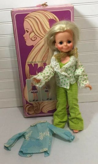 Vintage 1970 Crissy’s Cousin 16” Velvet Doll Growing Hair With Homemade Clothes