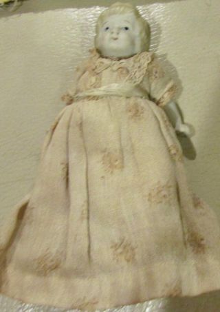 Antique 6 " Marked Japan Jointed All Bisque Doll W/original Outfit,  Mystery Doll