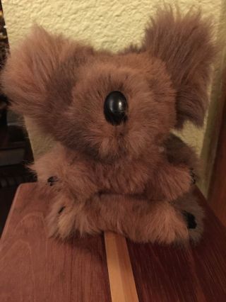Vintage Real Fur Australian Koala Bear Stuffed Animal Plush Toy 5 1/2 "