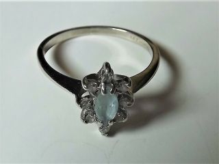 Vintage 10k White Gold W/ 8 Diamonds December Stone Ladies Jewelry Ring Sz 5 1/2
