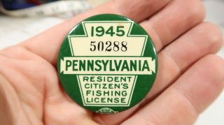 1945 Pennsylvania Fishing License Number 50288