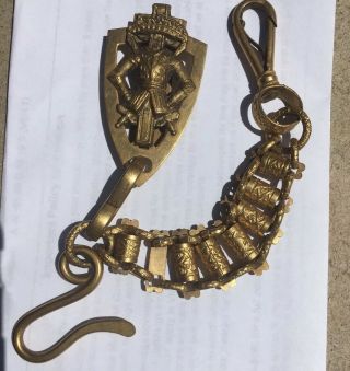 Antique Victorian Masonic Knights Templar Sword Belt Chain Watch Fob