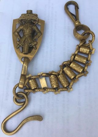 Antique Victorian Masonic Knights Templar Sword Belt Chain Watch FOB 2
