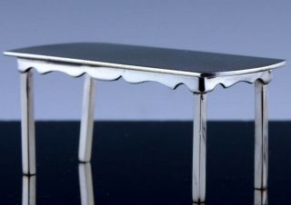 c1960 DUTCH 834 SOLID SILVER DOLL HOUSE MINIATURE DINING TABLE & 4 CHAIRS 2
