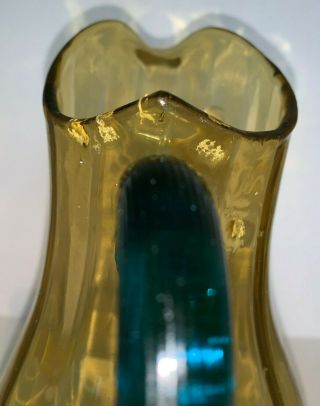 Mary Gregory Yellow and Blue Glass Pitcher 6