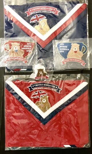 2019 World Scout Jamboree Wsj Uk Scout Girl Guide Red Neckerchief Blue Patch 24