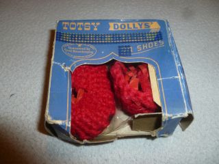 Boxed Totsy Dollys Doll Vintage Shoes Red Knit Mfg Co