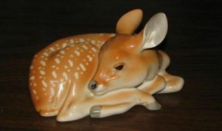 Vintage Ussr Russia Lomonsov Imperial Porcelain Bambi Baby Deer Figure Figurine