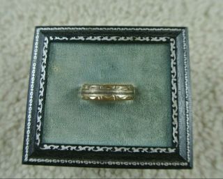 Antique Hand Chased 1/20 14k Yellow Gold Diamond Cut Band Ring Size 10