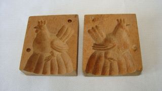 Antique Butter/maple Sugar Candy Mold G.  M.  T.  Co.  Germany 2 Pc.  Wood Chicken 2 " In.