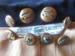 Izod Alligator Lacoste 8 Antique Brass Look Metal Blazer Replacement Buttons