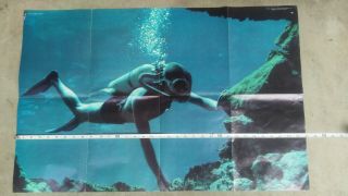 Vintage Scuba Diving Diver Poster Double Hose Regulator