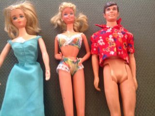 3 Vintage Mattel Barbie & Ken Dolls PLUS CLOTHES - ONE OUTFIT MARKED SKIPPER 2