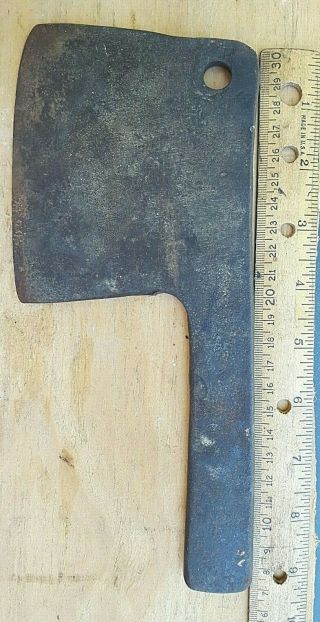 Antique Hand Forged Meat Cleaver,  Short Handle
