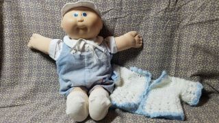 Cabbage Patch Kid Vintage Doll 1978 1982 Baby Boy Bald No Hair Blue Eyes Clothes