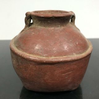 Antique Pre - Columbian ? Clay Art Pottery Artifact Vase Pot Figurine