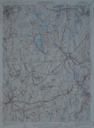 1941 Usgs Road Map Leicester Massachusetts Oxford Spencer Charlton B&a Railroad