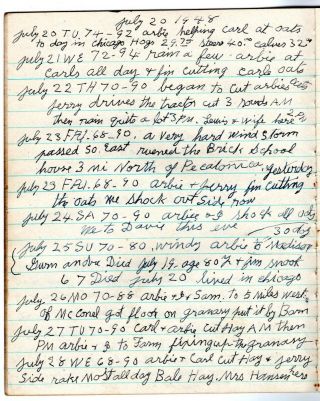 11 Handwritten Diaries Yarger Family Lancaster Illinois Births Deaths 1907 - 1948 3