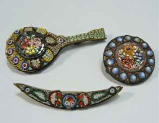 3 Vintage Micro Mosaic Italian - Very Rich In Detail - Possible Antiques