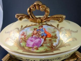 Antique FRENCH SEVRES Style Porcelain & Ormolu Bronze COVERED BOWL BONBONNIERE 4
