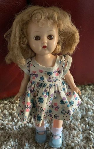 Vintage 1950’s Unmarked Ginny Clone 8 " Doll Virga? Ginger? Brown Eyes
