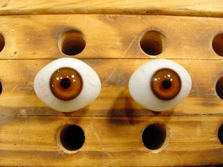 Vintage Pair Glass Eyes With Veins For Bisque Doll Ø 21mm Age 1910 Lausch A 1521