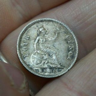 Antique Silver 1836 Great Britain 4 Four Pence Groat William Iv Coin