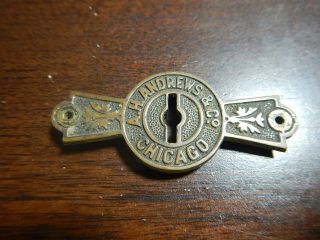 A.  H.  Andrews & Co Chicago Old Brass Key Hole Panel For Door Or Chest Estate