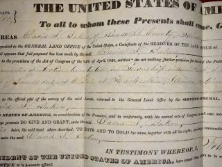Land Grant Signed by John Tyler and/or his Son - To Senator David J Baker - 1841 4