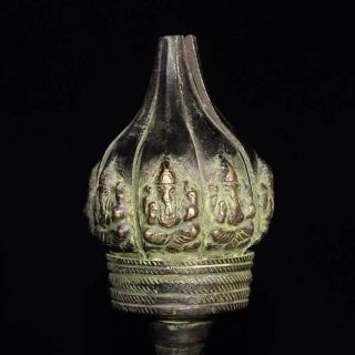 Old Chinese Antique Tibetan Buddhism Old Bronze Lotus Lamp Oil lamp 4
