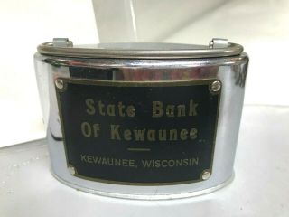 Antique Vintage Advertising Metal Money Saving Cash Money Bank Box Kewaunee Wi