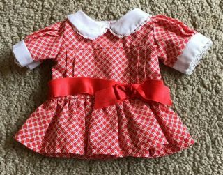 Coleco Cabbage Patch Kids Doll Clothes Red & White Check Low Waisted Dress Euc
