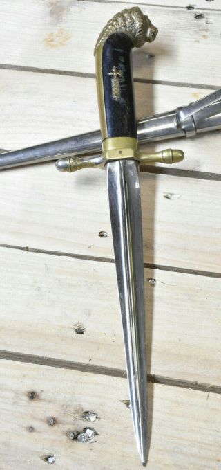 RARE Italian Fascist MVSN Poniard Dagger Lions Head Model COD 132 9