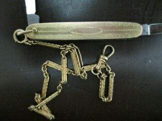Gold Filled Germany Pocket Or Pen Knife Antique With " Wells " Pocket Watch Chain