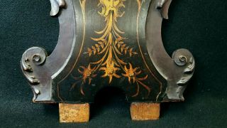 Antique Black Forest Walnut Marquetry Chair Back with Hunt Scene Man & Dog 5