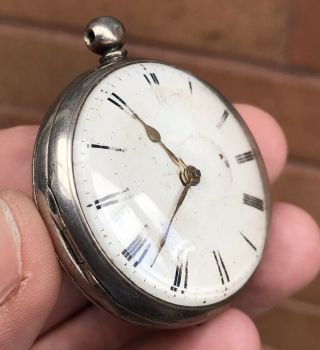 A Gents Antique Solid Silver Bullseye Glass Verge / Fusee Pocket Watch,  1850.