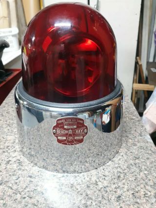 Vintage Beacon Ray Model17 Police Fire Truck Red Rotating Emergency Light 2