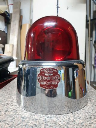 Vintage Beacon Ray Model17 Police Fire Truck Red Rotating Emergency Light 3