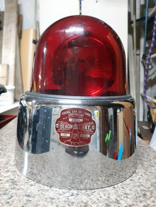Vintage Beacon Ray Model17 Police Fire Truck Red Rotating Emergency Light 5