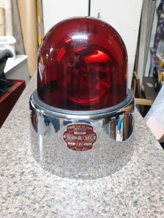 Vintage Beacon Ray Model17 Police Fire Truck Red Rotating Emergency Light 6