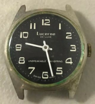 Vintage Lucerne De Luxe Swiss Made Unbreakable Mainspring Wrist Watch