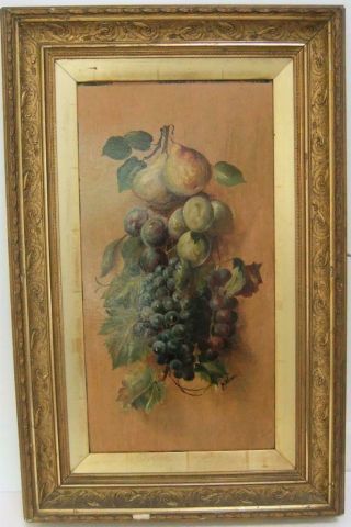 Large 1897 Antique Oil Painting Still Life Of Fruit Signed M W