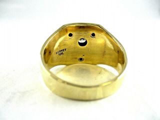 Masonic 10K Yellow & White Gold Diamond Ring 5.  3 mm Top 9.  76 Grams Size 10.  25 3