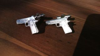 Vintage " Colt " 45 1911 Automatic Sterling Silver Cufflinks Awesome Hard To Find