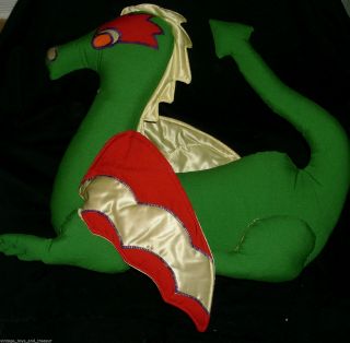 16 " Vintage 1980 Susan Weber Handmade Green Red Dragon Stuffed Animal Plush Toy