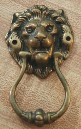 Vintage Solid Brass Lion Door Knocker Marked Peerage