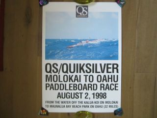 Vintage Surf Poster Surfing Molokai 2 Oahu 32 Mile Paddleboard Race Hawaii Rare